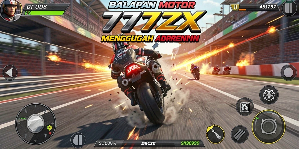 Gameplay 777ZX yang mendebarkan dengan balapan motor yang cepat.