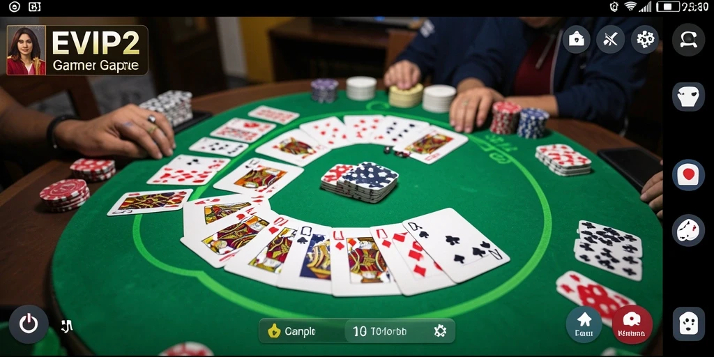 Screenshot gameplay seru dari EVIP2 yang menampilkan suasana Gaple.