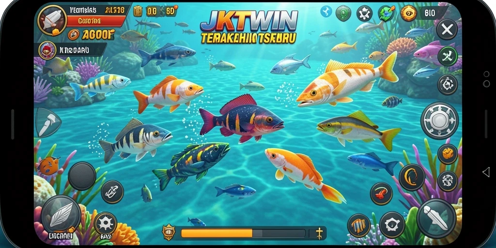 Gameplay seru JKTWIN dengan grafis menawan dan aksi menembak ikan.