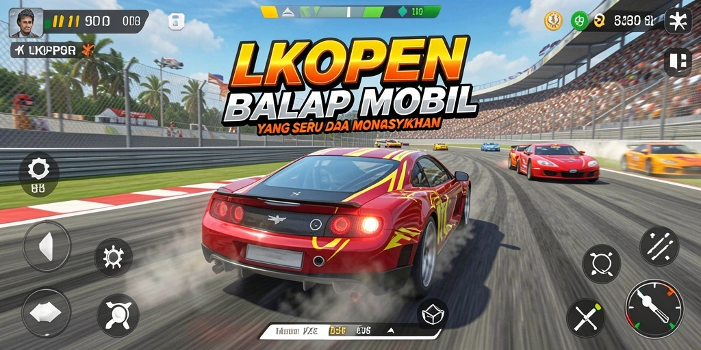 Tampilan gameplay LKOPEN dengan aksi balap yang seru.