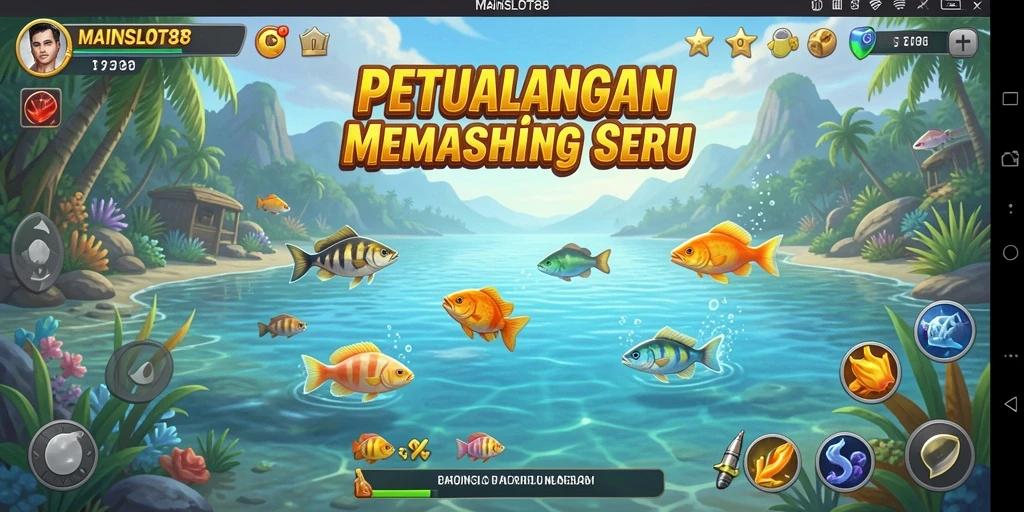 Tangkapan besar di MAINSLOT88, menggambarkan gameplay memancing yang seru.