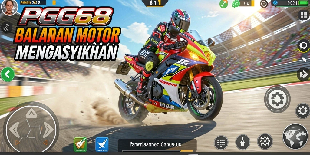 Gameplay PGG68 menampilkan balapan motor yang mendebarkan dan seru.