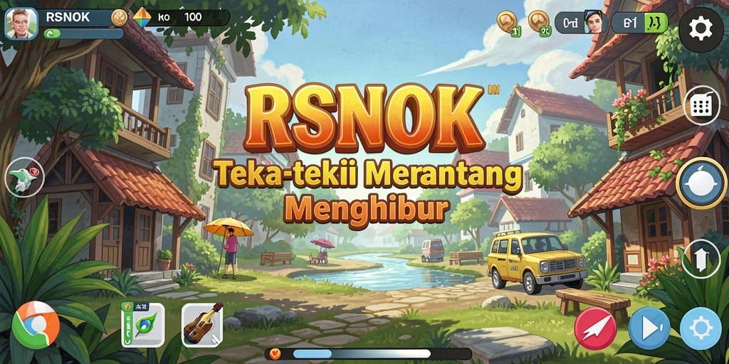 Screenshot gameplay RSNOK menunjukkan suasana teka-teki yang penuh warna dan tantangan.